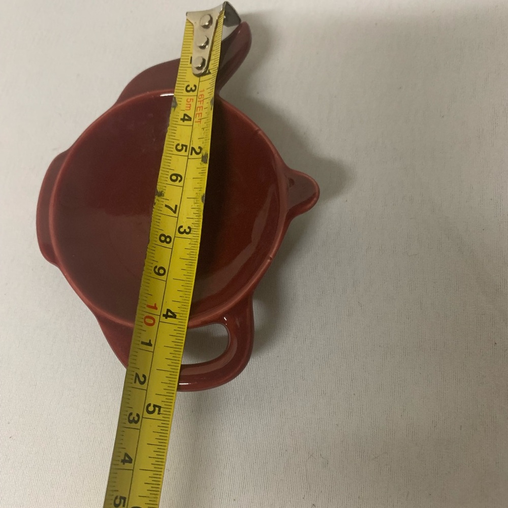 Elegant Red Ceramic Teapot-Shaped Dish tea bag holder - Picture 3 of 6